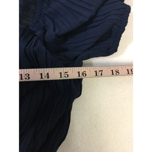 LULU'S M Decadent Dreams Navy Blue Plisse Tiered Puff Sleeve Midi Dress NEW B69 - Picture 6 of 9